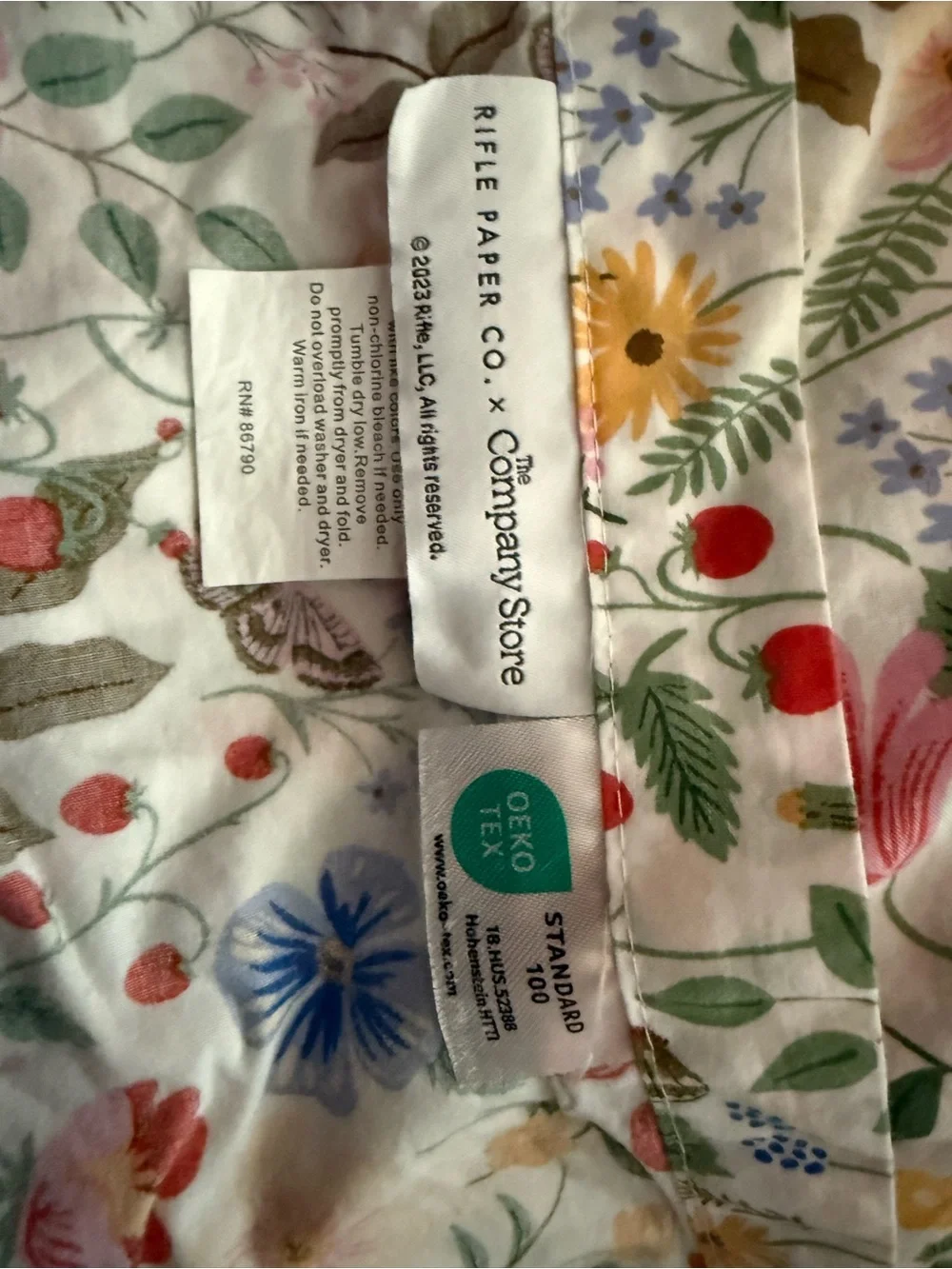 Rifle Paper Floral Garden Sheet in White, Green, Red, Blue, Pink, Yellow